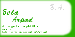 bela arpad business card
